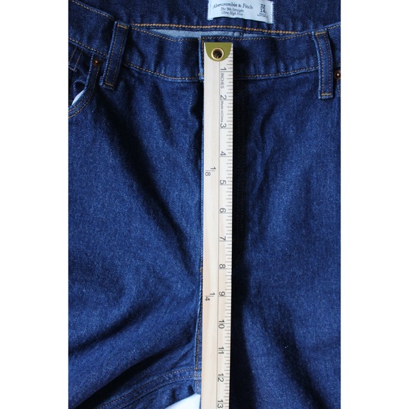 Abercrombie The 90's Straight Ultra High Rise Jeans Dark With Cuff Sz 32 14s New - Picture 6 of 8